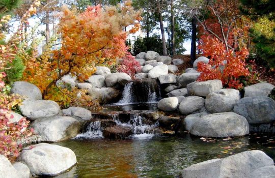 Rocks and waterfalls in the garden2